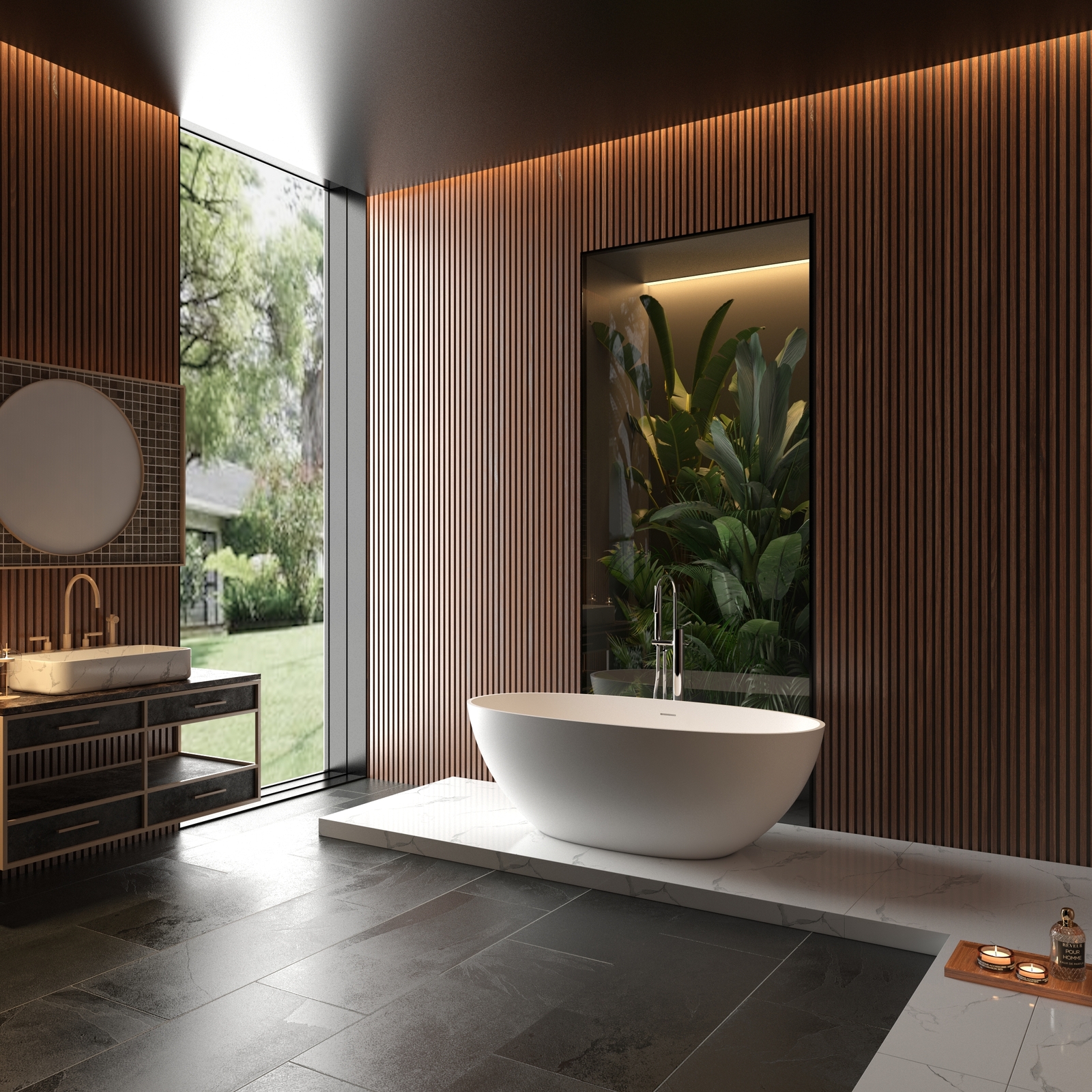 65" Bathroom Freestanding Stone Resin Bathtub Solid Surface Soaking Bath Tub NEW