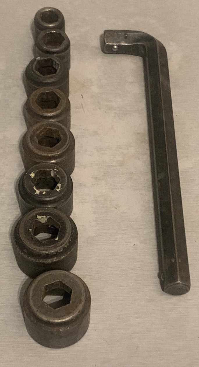 Hexall Socket Wrench Breaker Bar Set Hex Dr. 1/2-1" Sedgley Patented 1918 USA