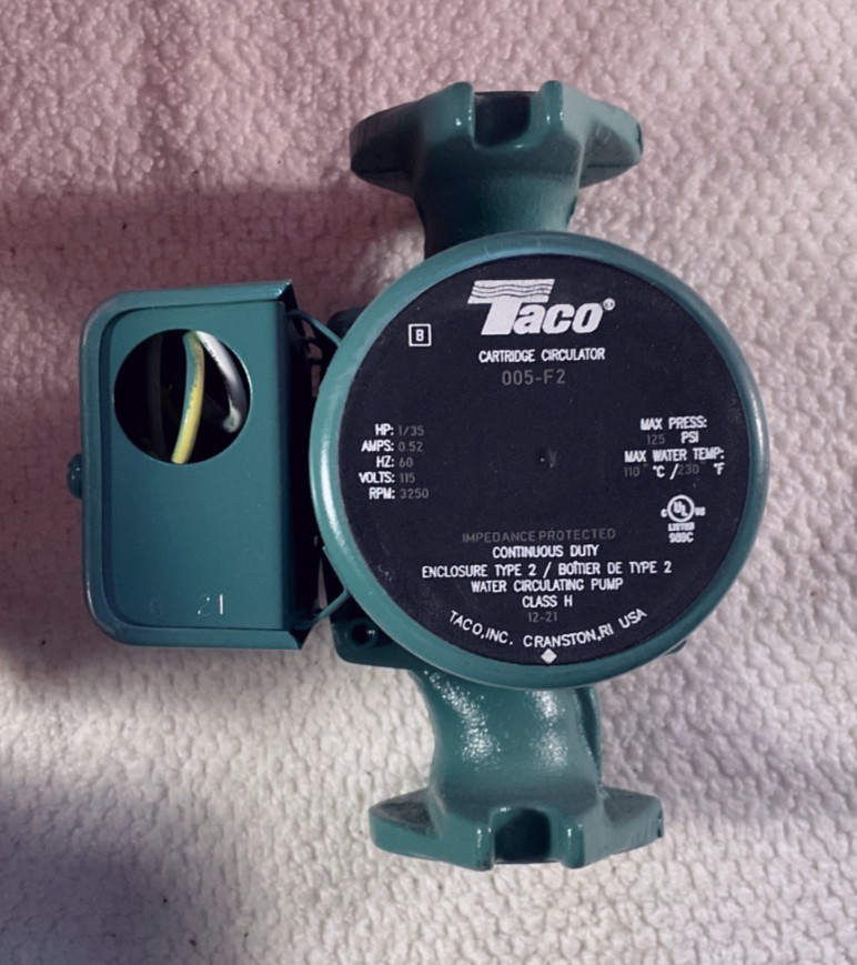 Taco Cartridge Circulator Pump, Cast Iron 005-F2 New In Open Box