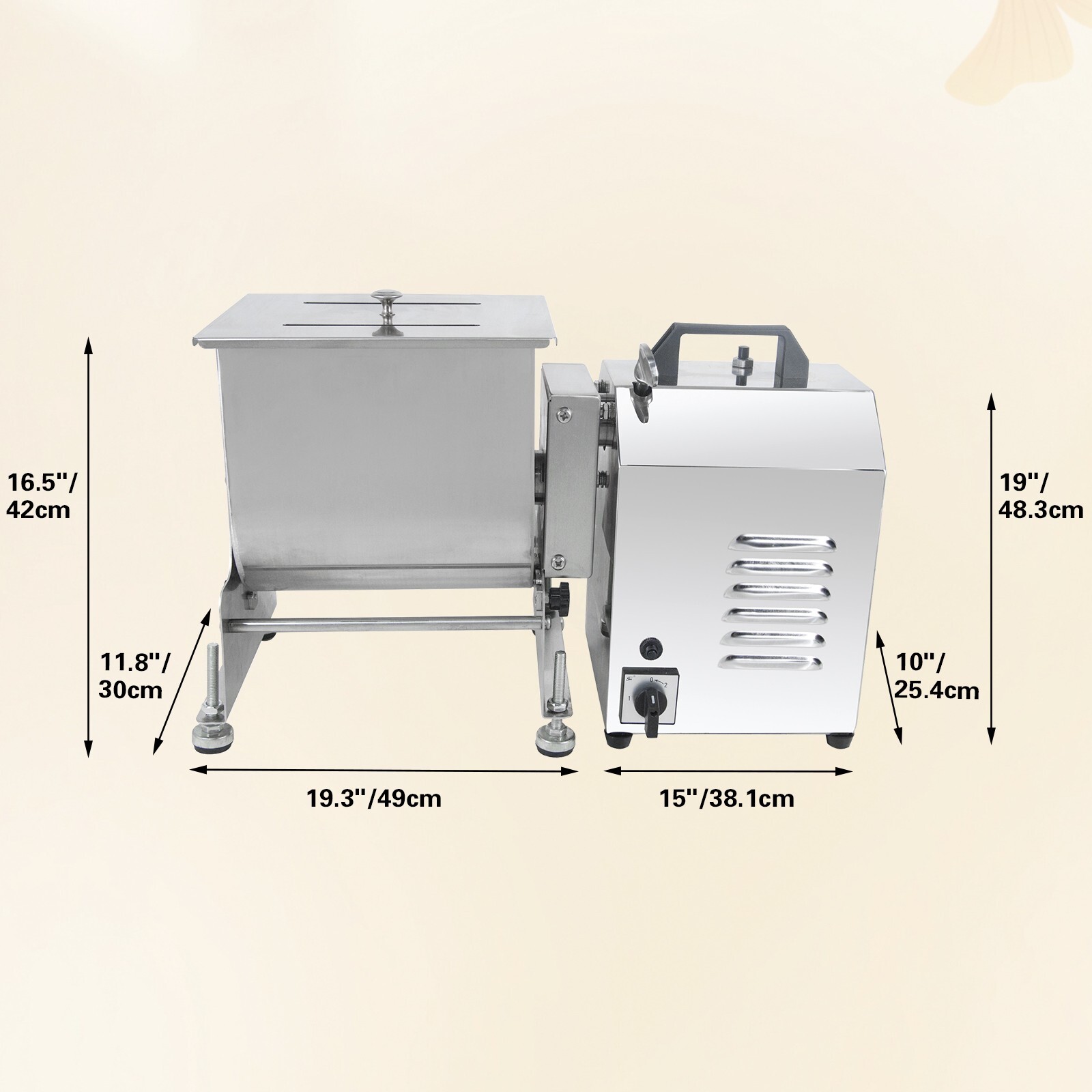 Hakka Electric Meat Mixer 30lbs 15L Tiltable Capacity Tank Countertop Mixer