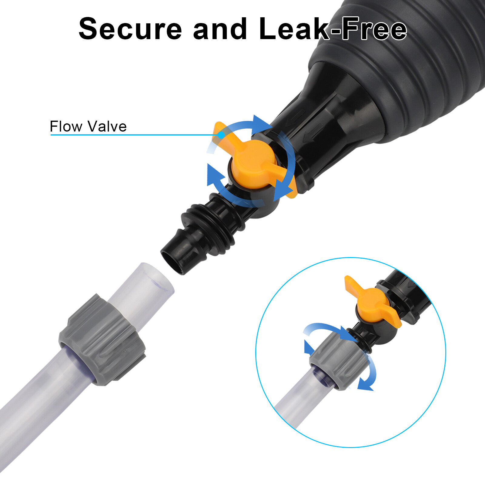 9.8Ft Siphon Hose Transfer Hand Pump With Flow Valve for Gasoline Oil Water Fuel