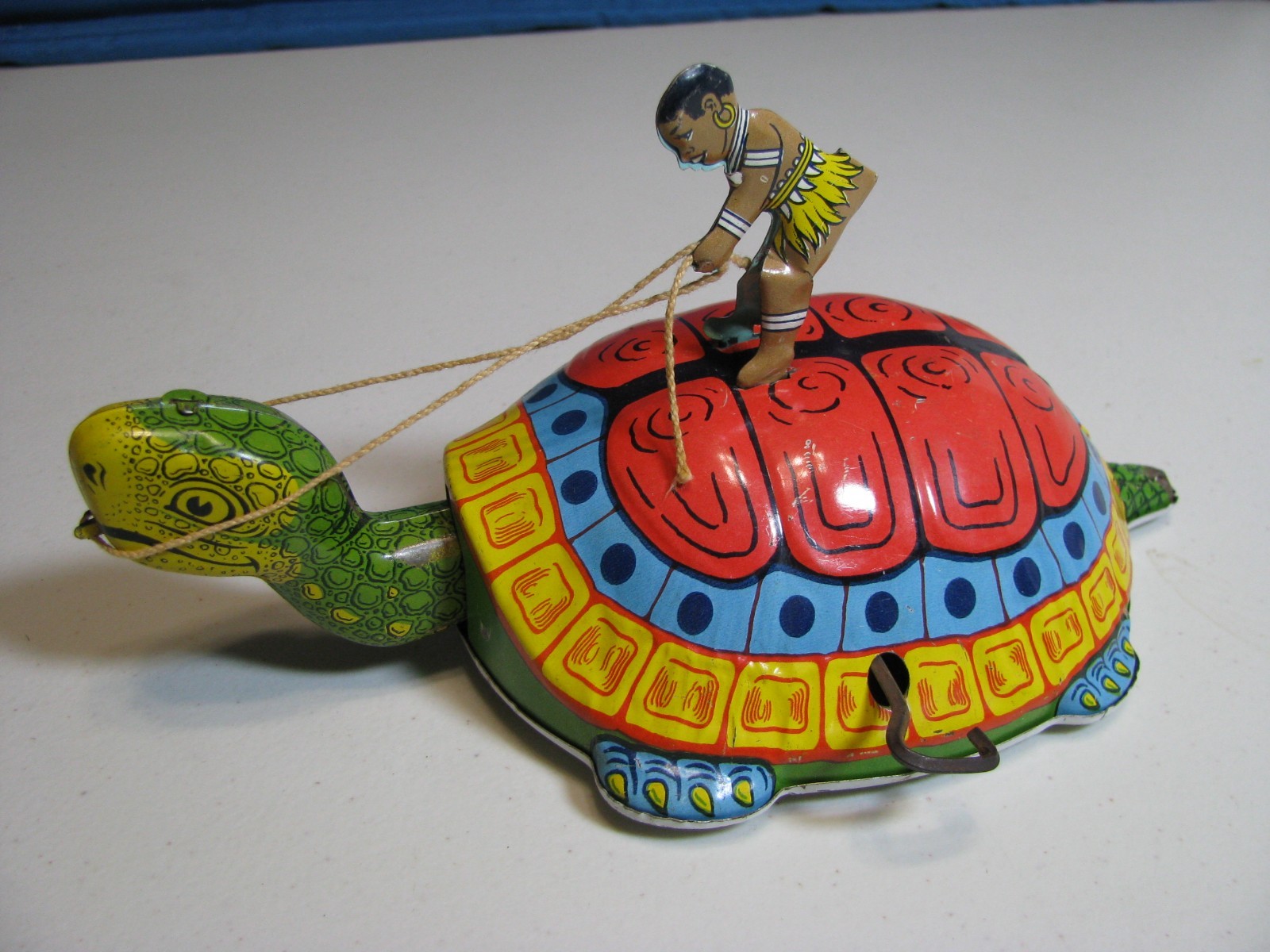 Vintage Turtle with Native Rider Windup Toy - Works!