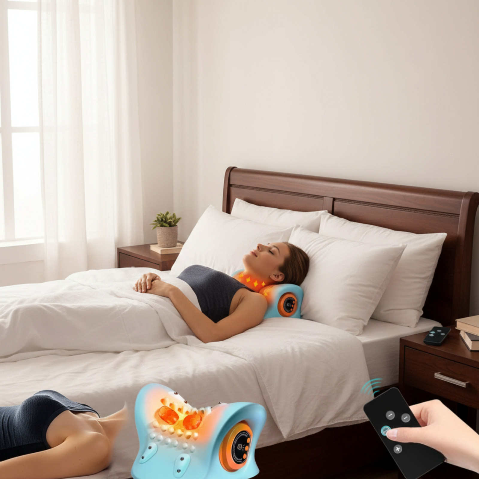 Hugterra Neck Massager 2025, Neck and Shoulder Relaxer with Heat, 3 Modes, Porta