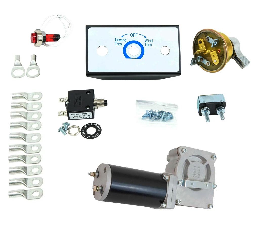 900W 90:1 Dump Truck Tarp Motor w/ Tarp Motor Rotary Switch Kit