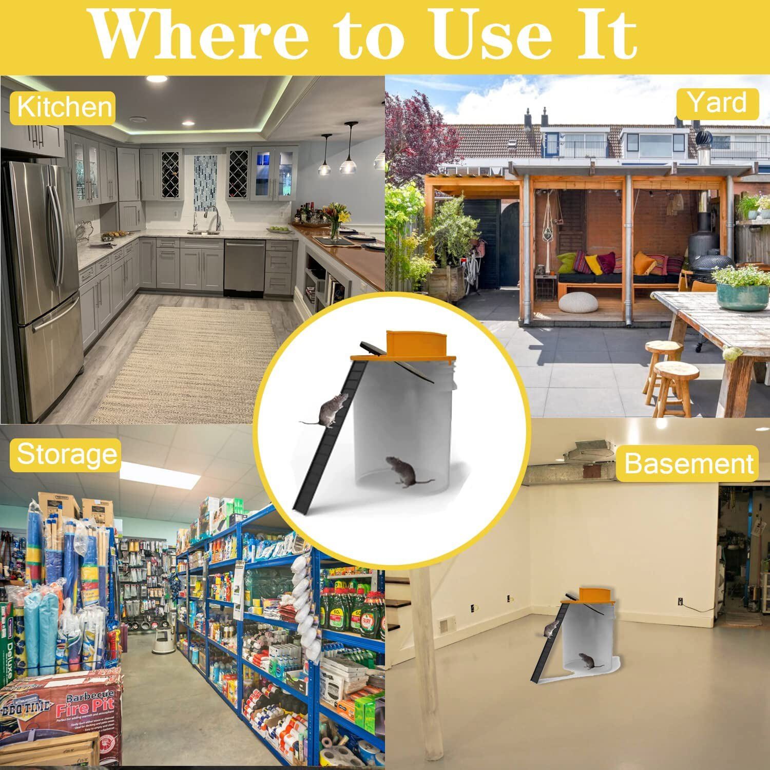 2x Mice Trap Reusable Smart Bucket Lid Mouse Rat trap Auto Reset