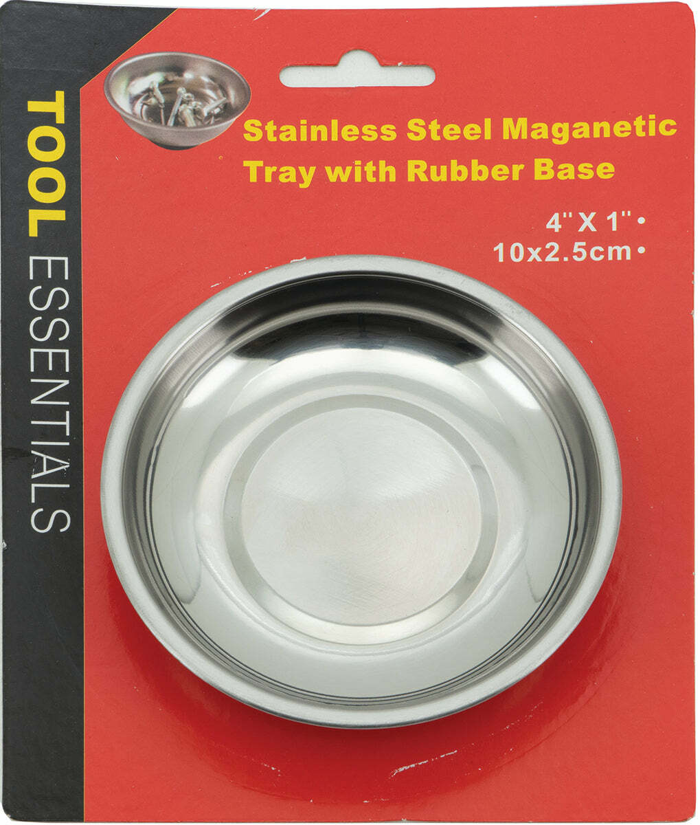 4" Stainless Steel Magnetic Parts Dish with Rubber Base
