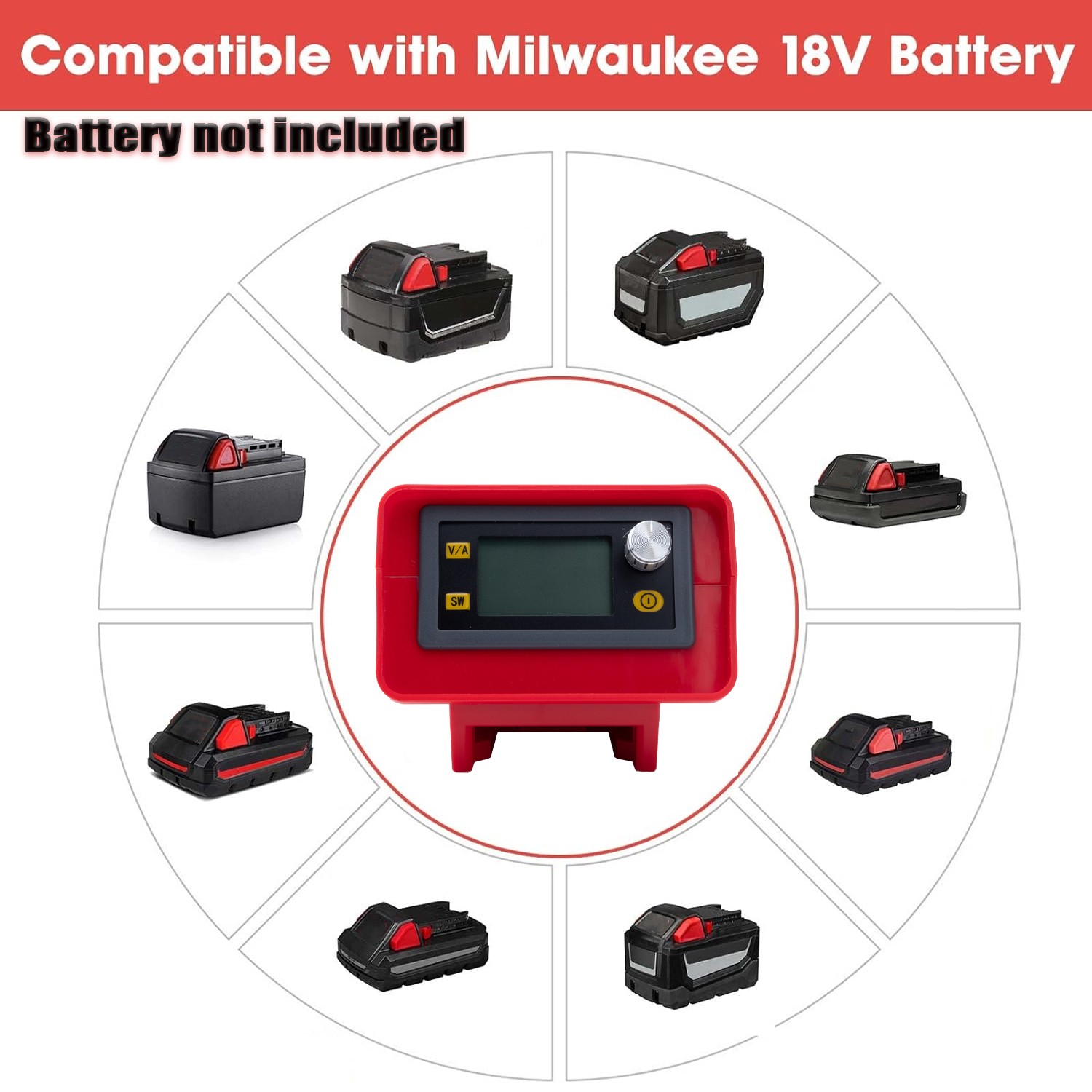 For Milwaukee 18V Battery Adjustable Switching Power Supply 30V Digital Display