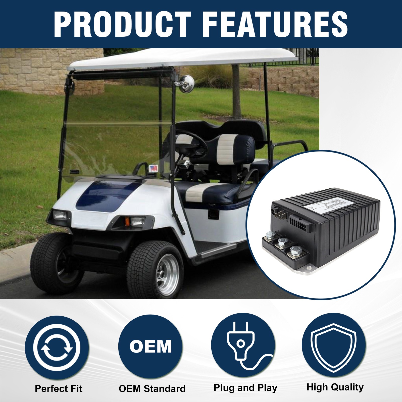 48V 250A DC Motor Speed Controller Compatible with Curtis Club Car Golf Cart
