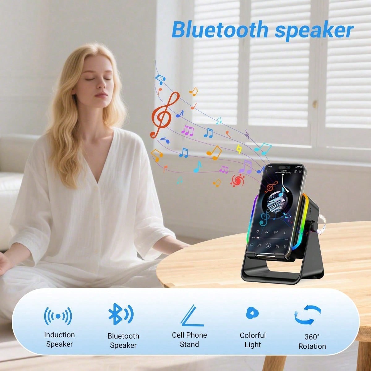 Wireless Induction Speaker 5-in-1 Bluetooth Speaker With Phone Stand