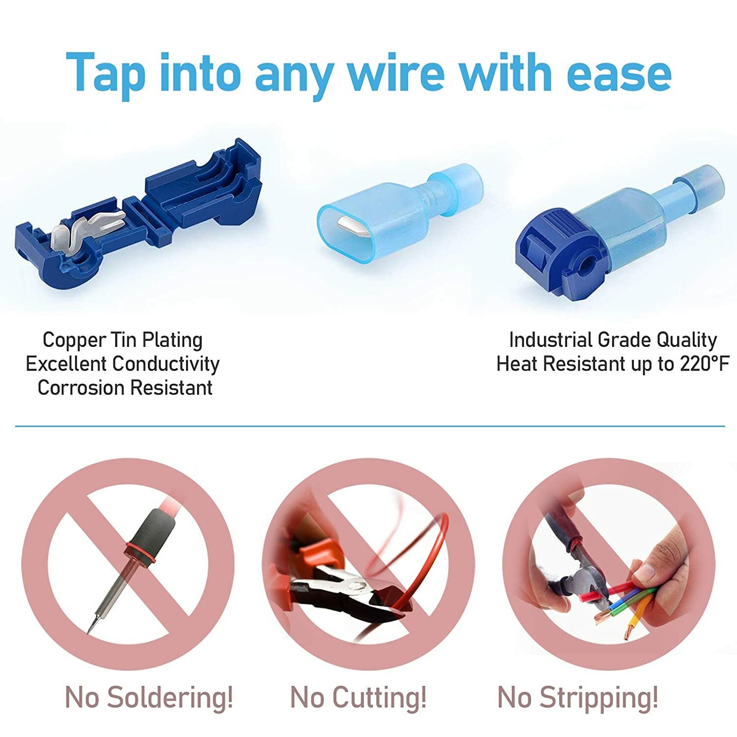 240/60psc T-Taps Wire Terminal Connectors Insulated Quick Splice Combo Kit