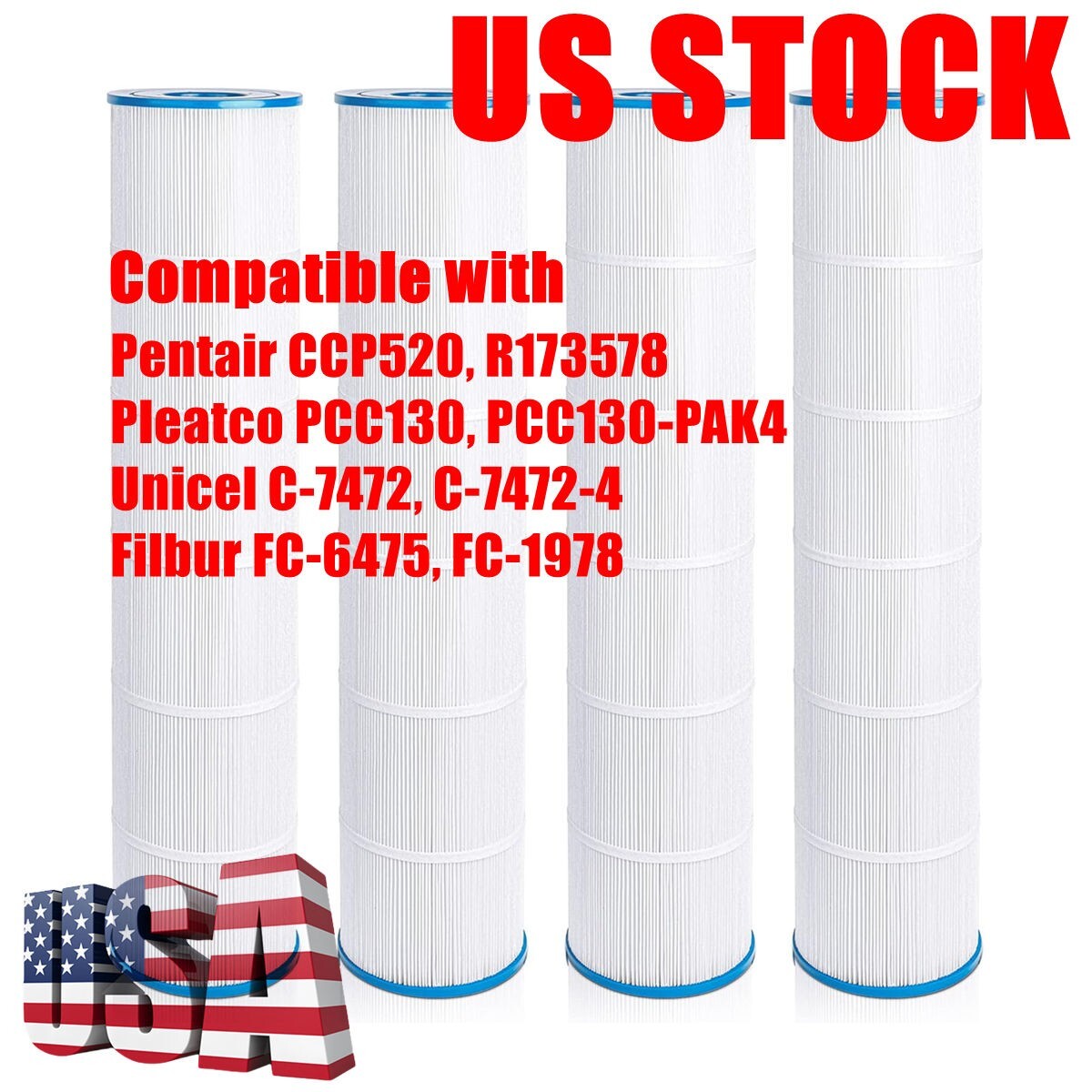 4X PCC130 Pool Filter for Pentair Clean & Clear Plus 520, R173578, Unicel C-7472