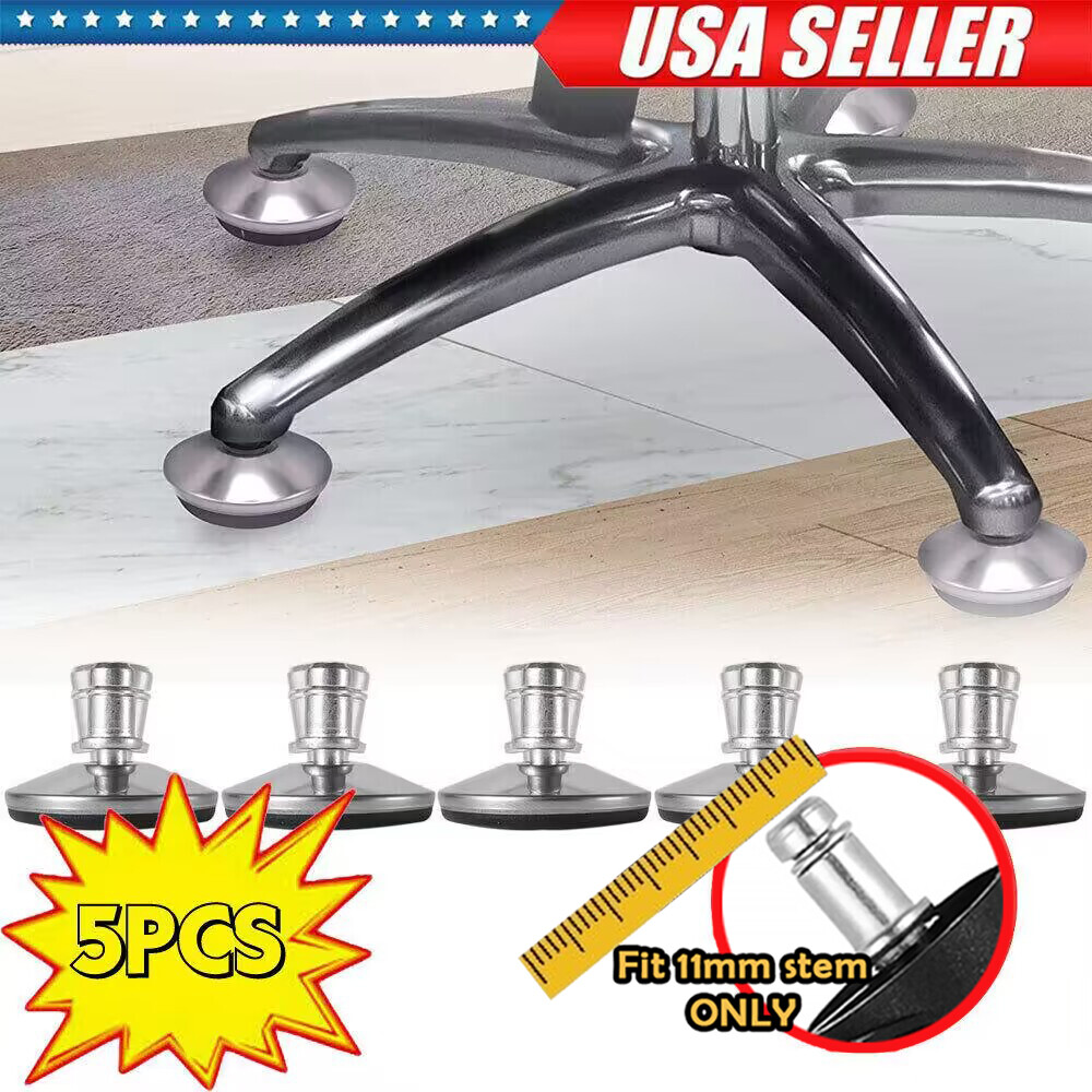 5PCS Office Chair Bell Glides Replacement Swivel Caster Wheels Fixed Castors