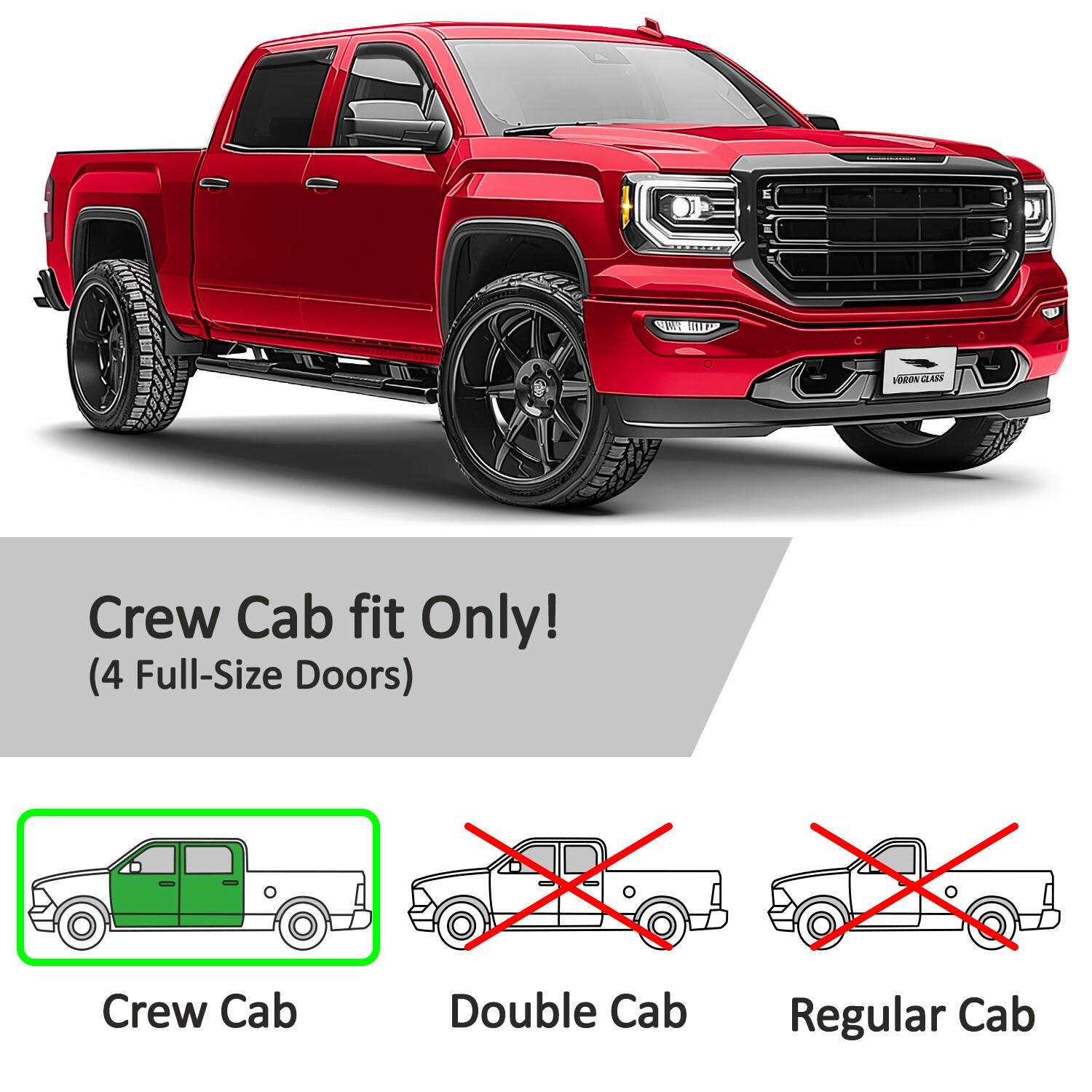 Rain Guards Vent Visors Shade for 2014-2018 GMC Sierra 1500 Crew Cab