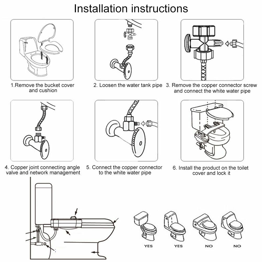 Bidet Fresh Water Spray Kit Non Electric Toilet Seat Attachment Hot Cold Wash