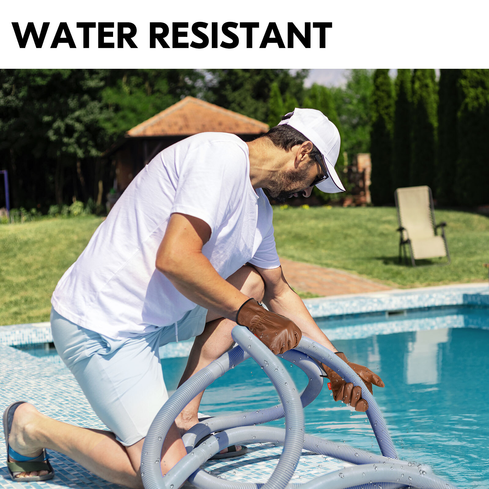 Vgo 1Pair Unlined Cow Leather Work Glove ,Water Resitant Palm Patched (CA9597WP)