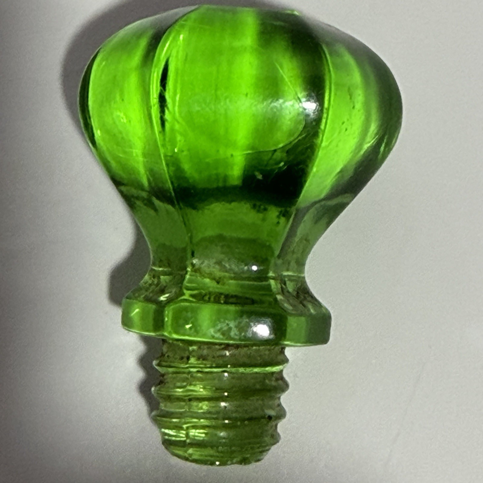 One Green 1” Uranium Vaseline / glowing Glass Knob Dresser Pull Small Hexagon