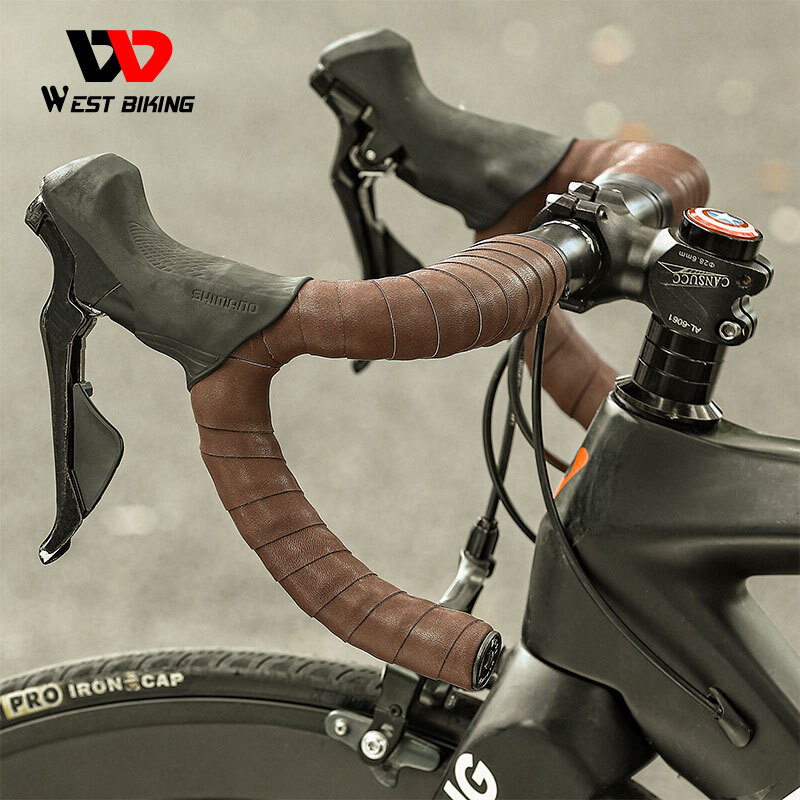 WEST BIKING Genuine Leather Bicycle Handlebar Tape Road Bike Retro Color Belt