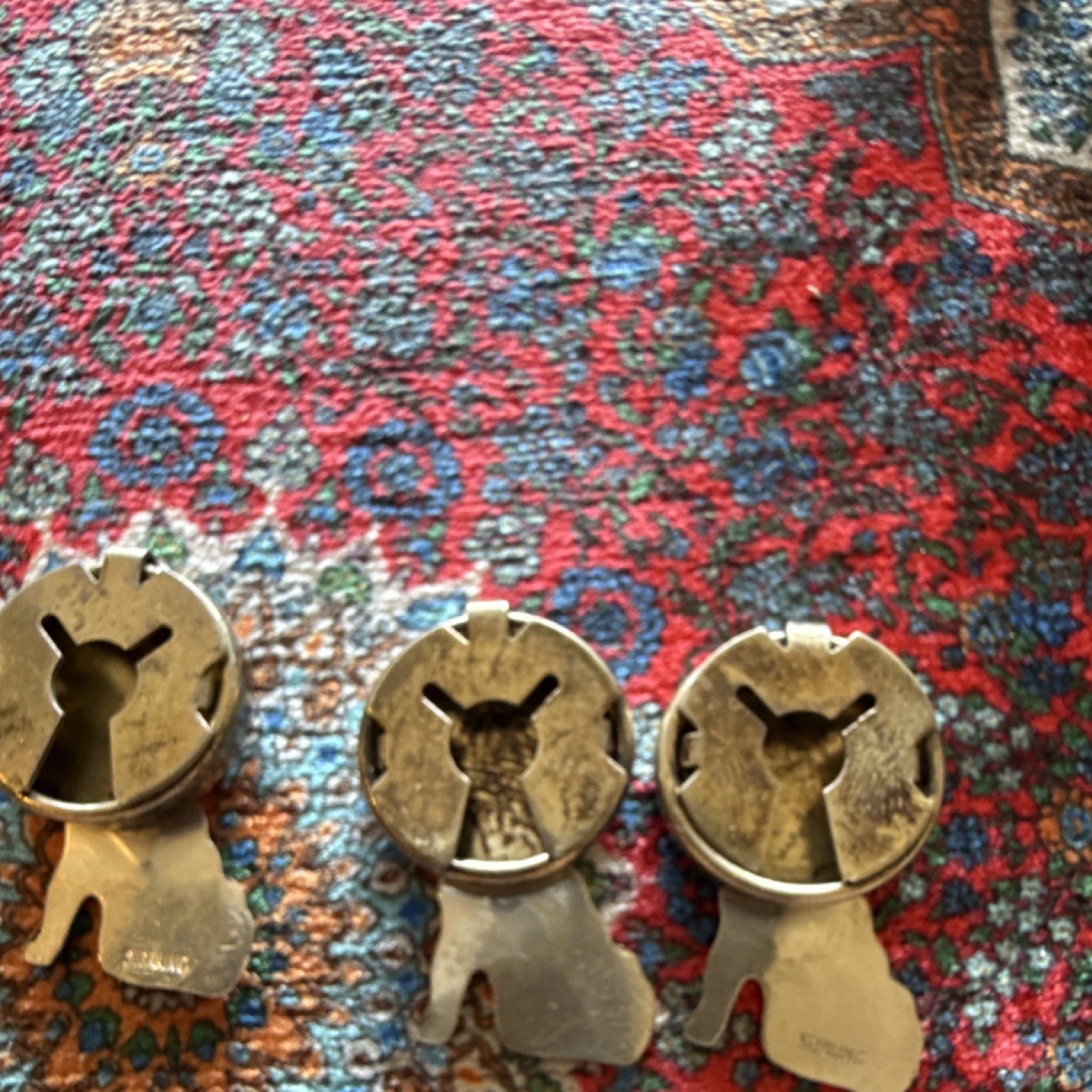 Lot of 5 Vintage Sterling Silver howling moon wolves