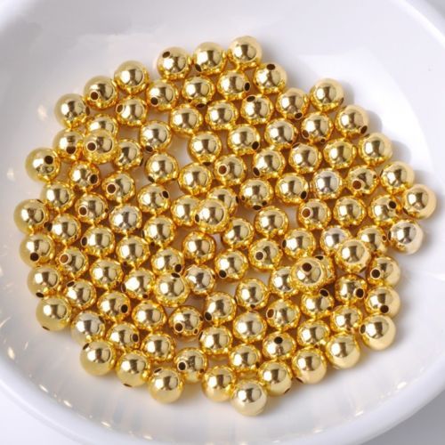 20Pcs New Fashion Authentic 14K Yellow Gold Bead 3mm Lucky Loose Beads For DIY