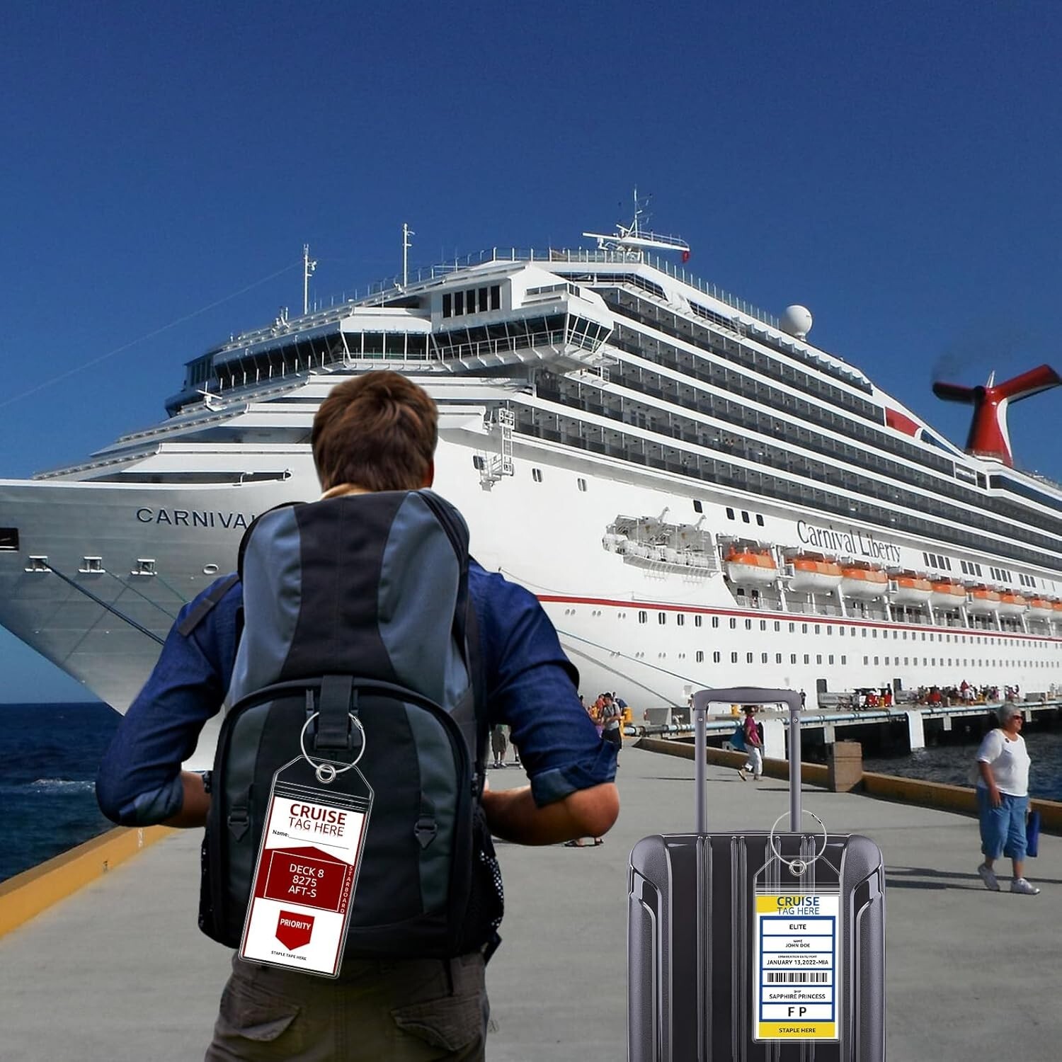 5 Pack Cruise Luggage Tag Holders For Carnival, NCL, Princess, MSC Cruise Ships,