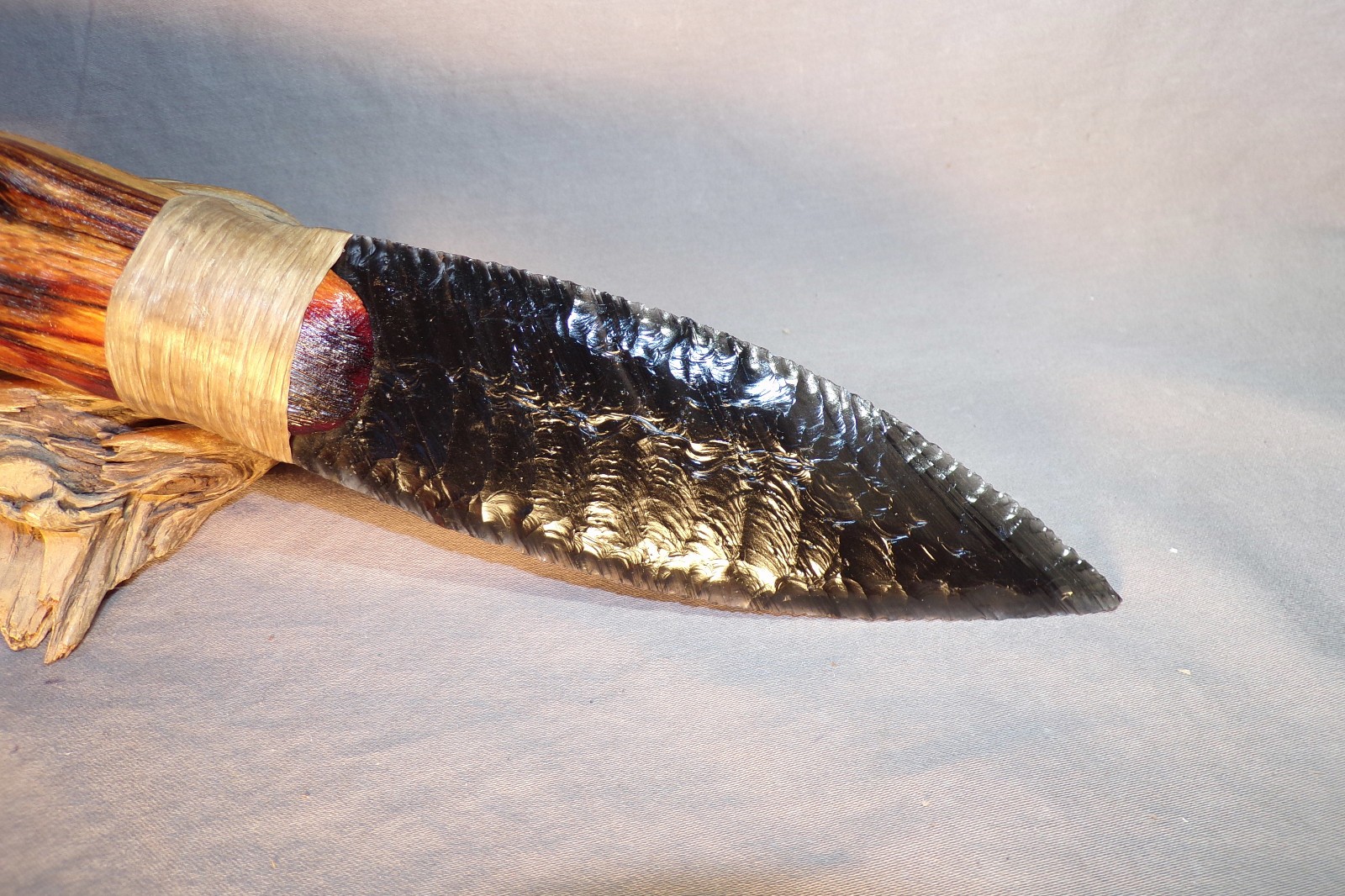 Large Ribbon Obsidian Paleo Dagger Knife Manzanita Handle Flint Knapping