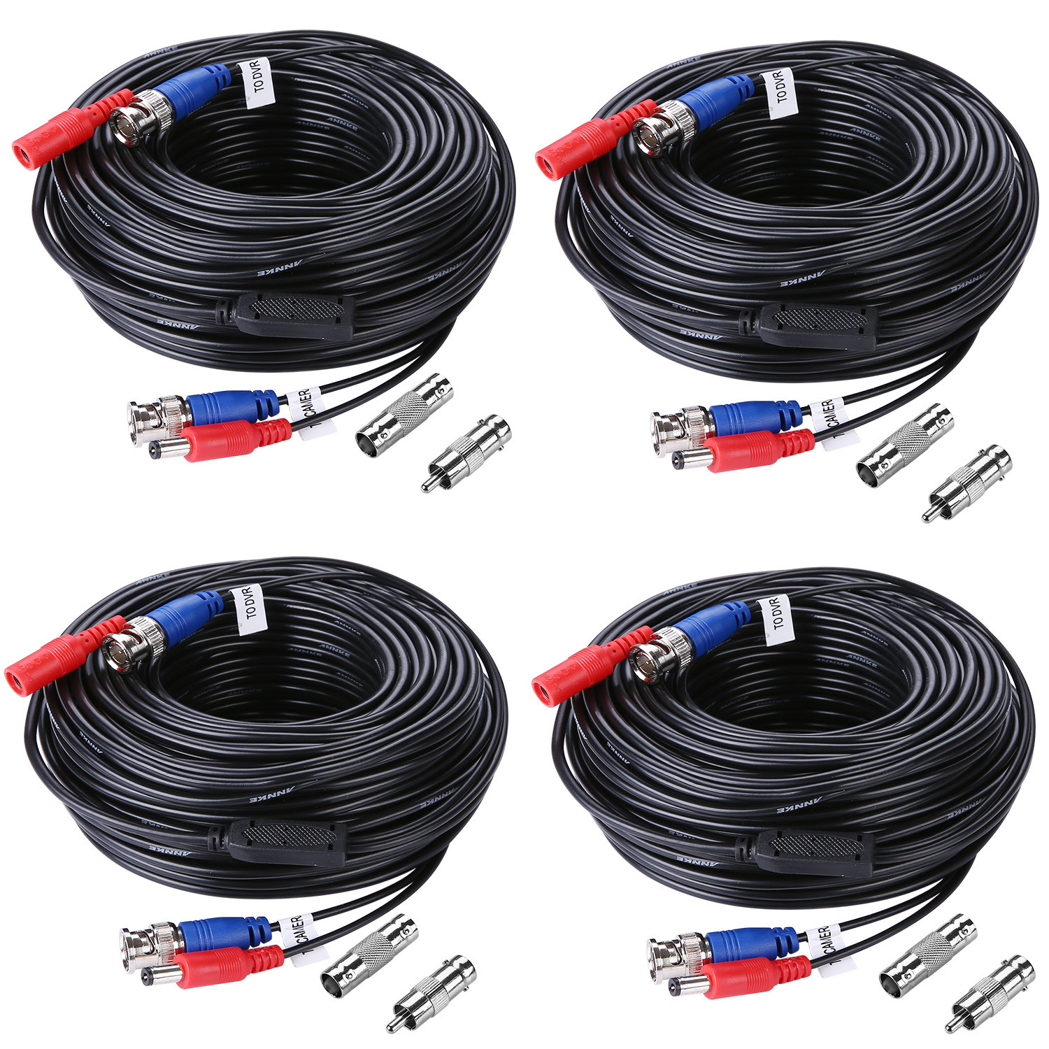 25/50/60/100/150ft Extension Video DC BNC Power Cable for Security Camera System