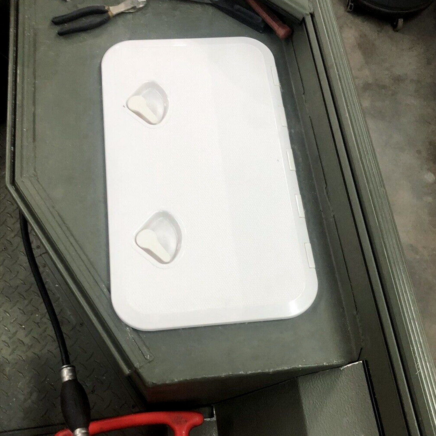 White Marine Boat Deck Hatch Lid 24" X 14" 180 Hinge Strong Recessed Handle