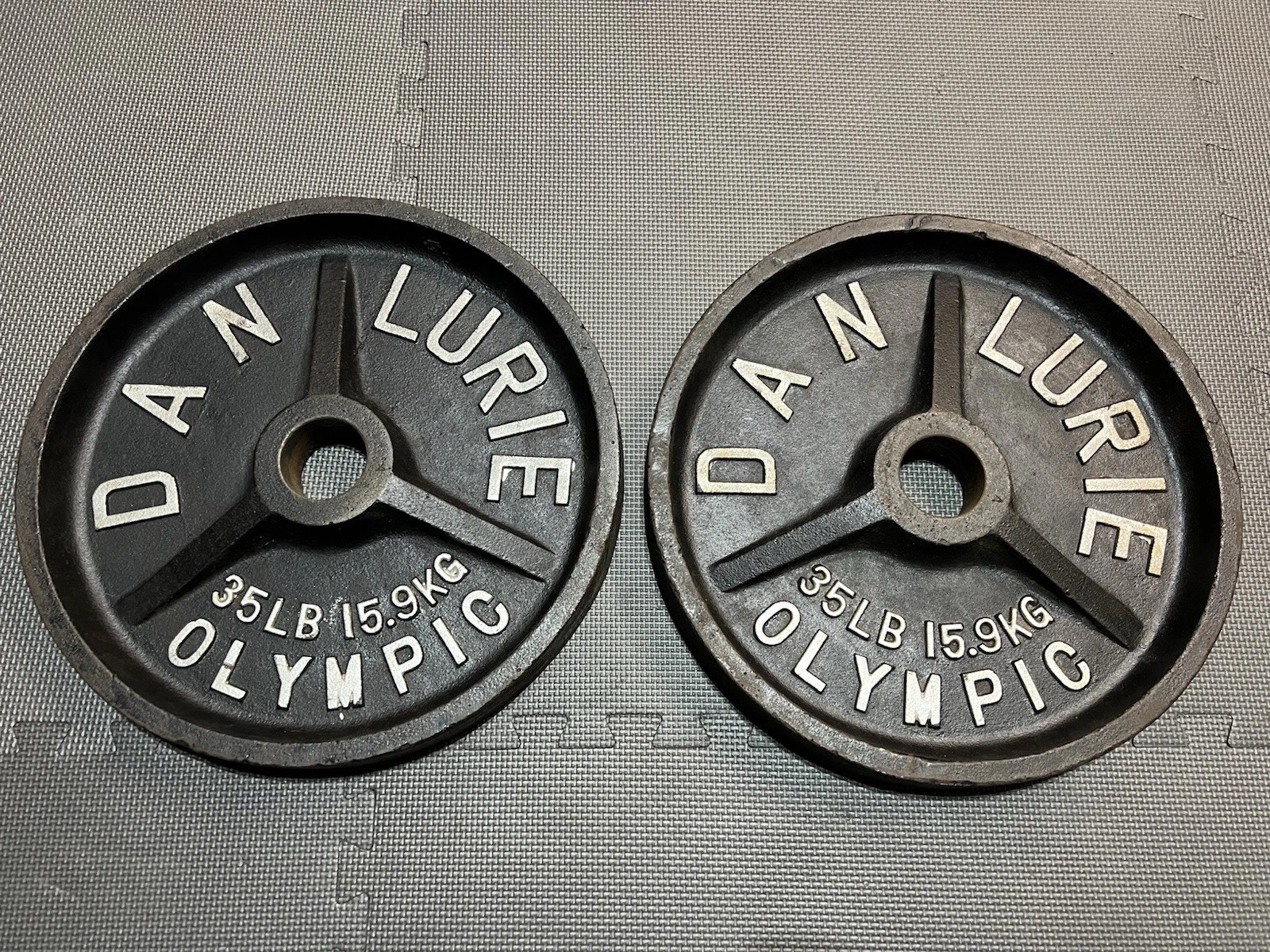 Dan Lurie Olympic Deep Dish Vintage Weight Plates Pair 35lbs not York Jackson
