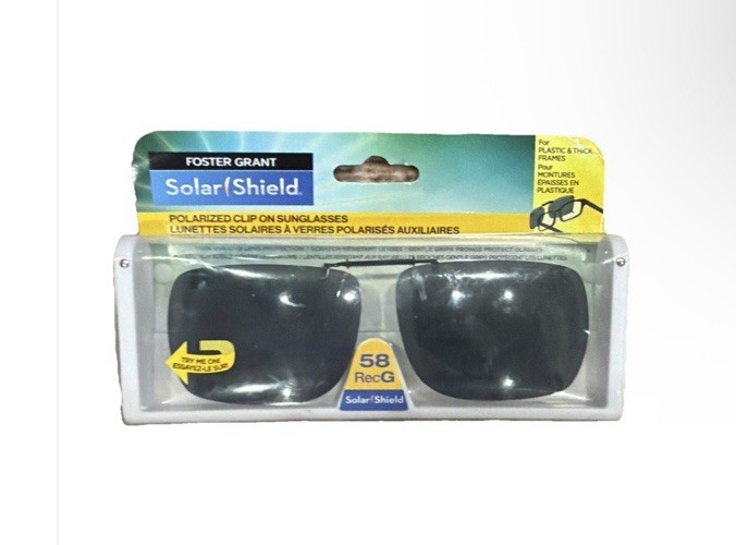 Brand New Foster Grant Solar Shield Polarized Clip On Sunglasses 58 RecG