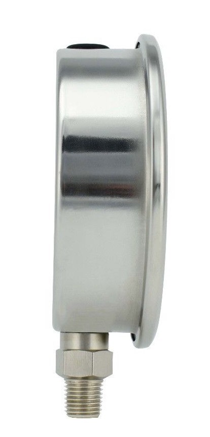 4" Pressure Gauge, Stainless Steel Case, Liquid Filled, Lower Mnt 160 PSI