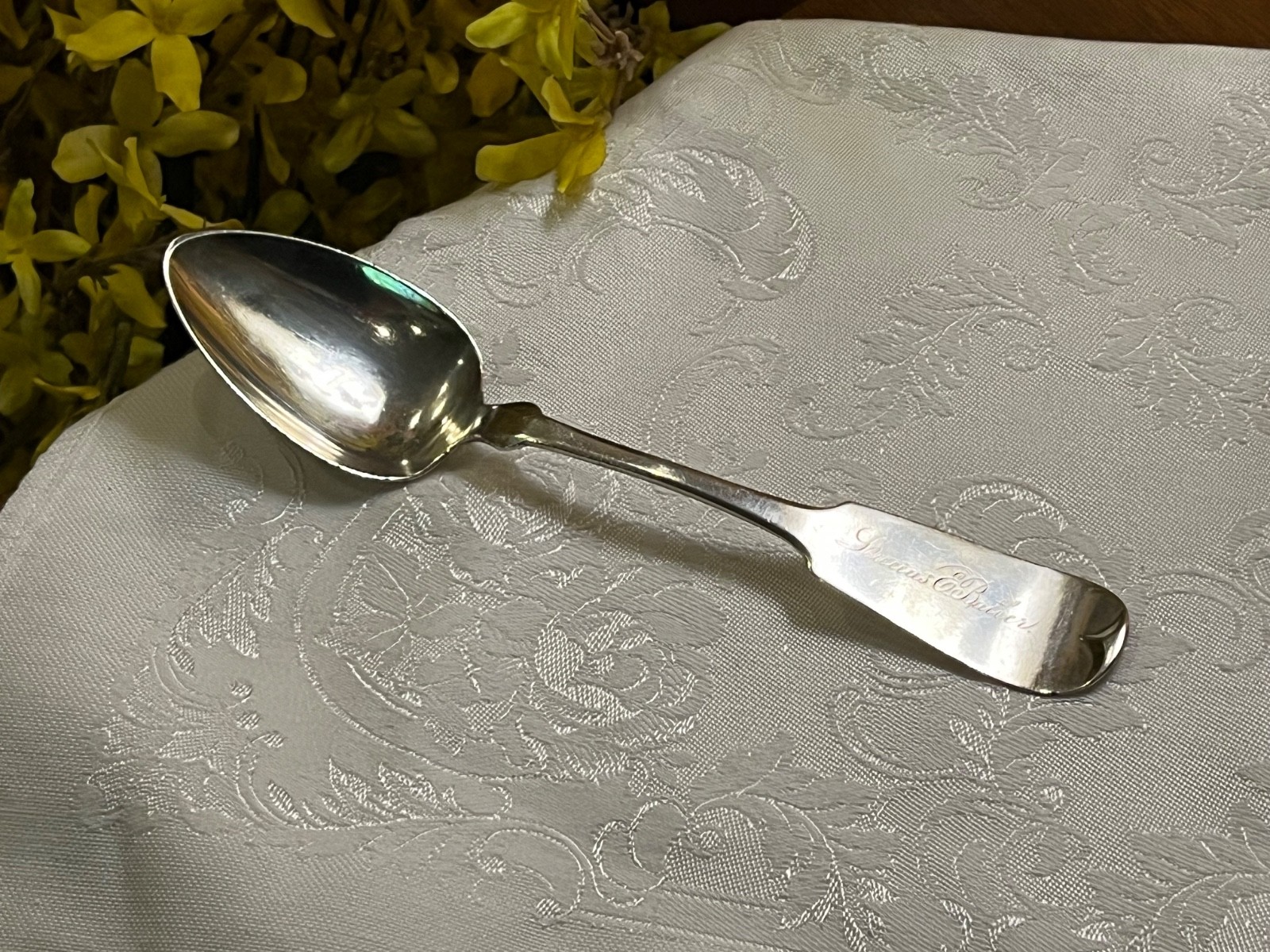 Antique Coin Silver Spoon By Hotchkiss & Schreuder / L L Mason Monogrammed