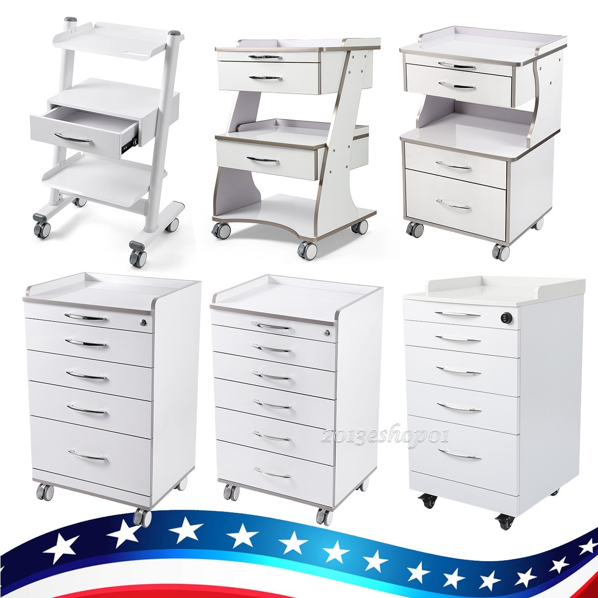 Carro Móvil con Cajones para Almacenamiento Dental/Médico Gabinete de Utilidad