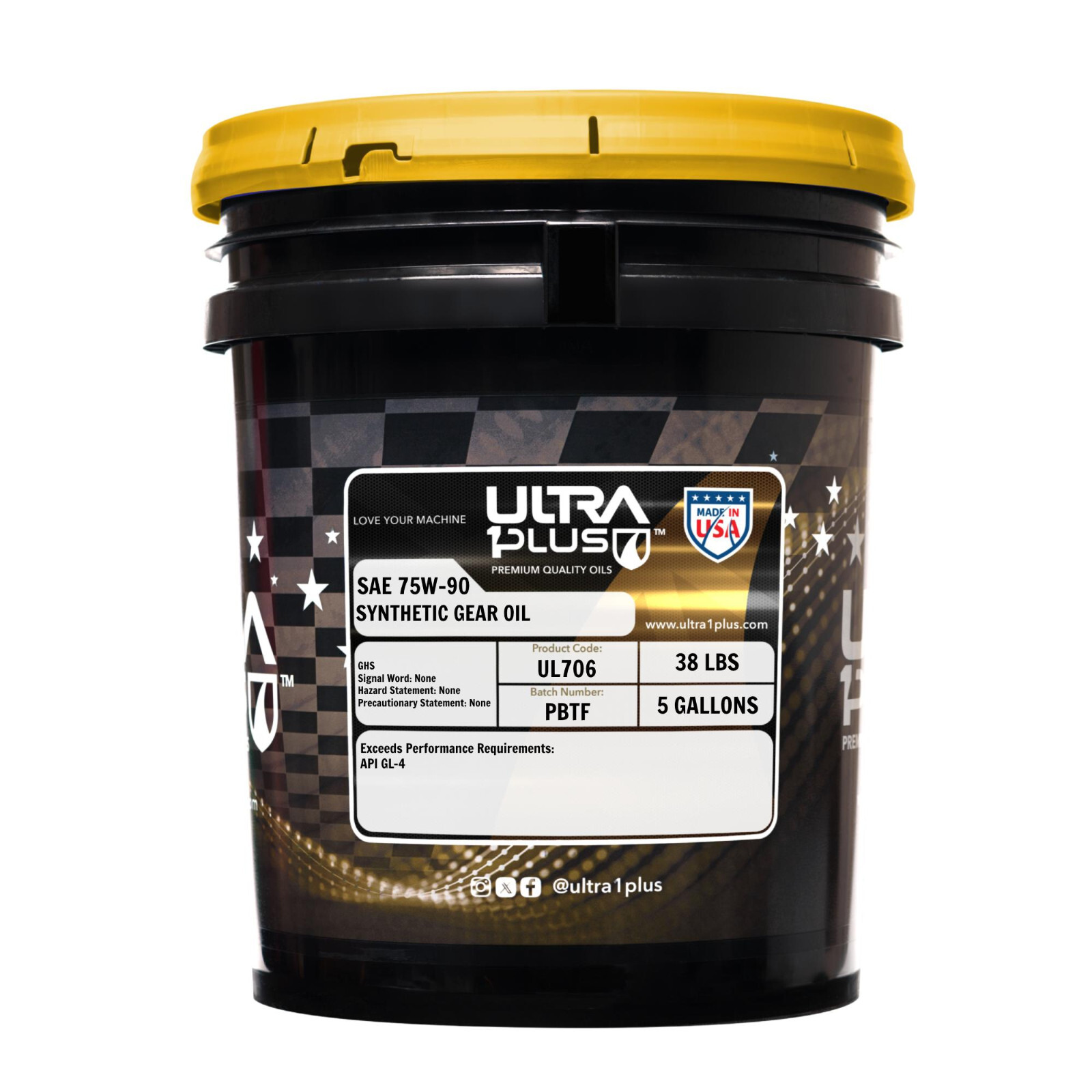 Ultra1Plus SAE 75W-90 Synthetic Gear Oil, API GL-4 (5 Gallon Pail)