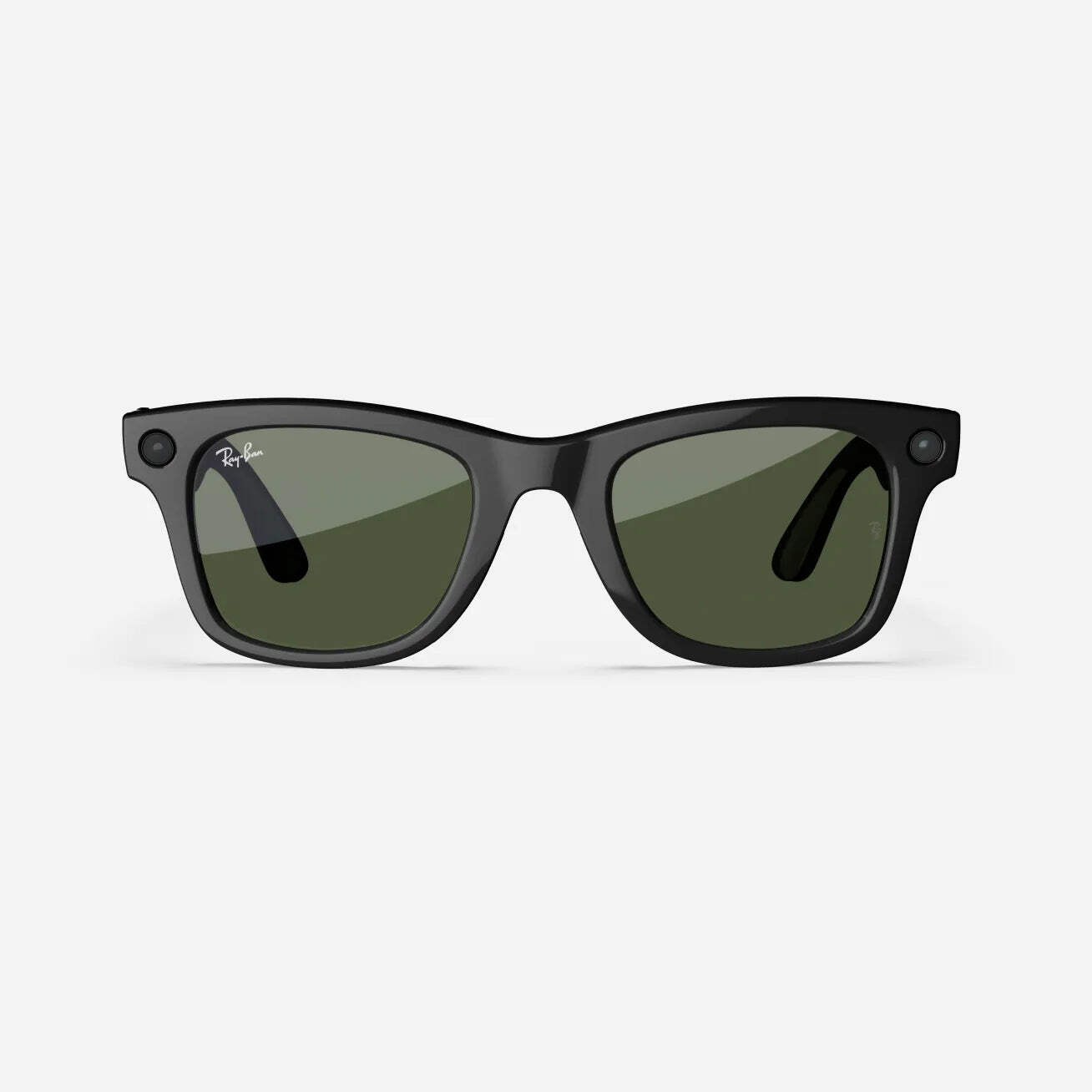Refurbished Ray-Ban Meta Wayfarer (Gen 1), Shiny Black / G15 Green, Standard, Hi