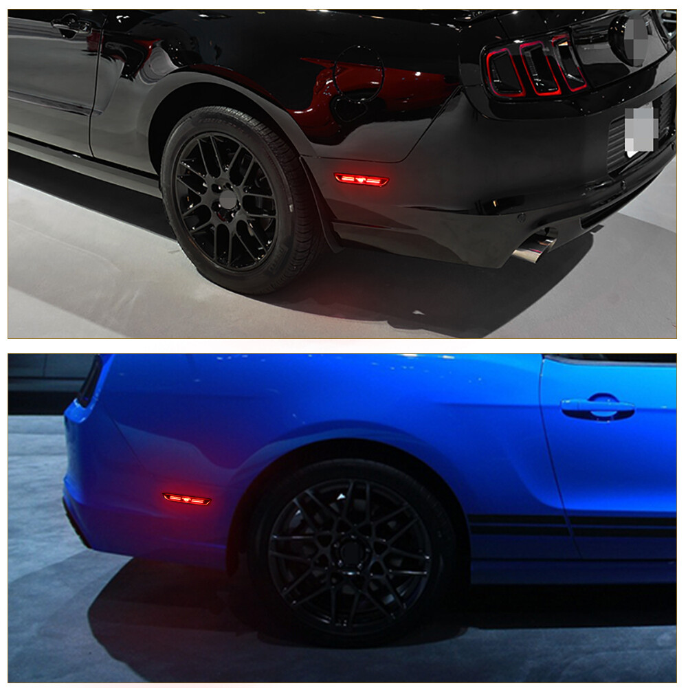 Smoked LED Front Amber & Rear Red Side Marker Lights For 2010-2014 Ford Mustang