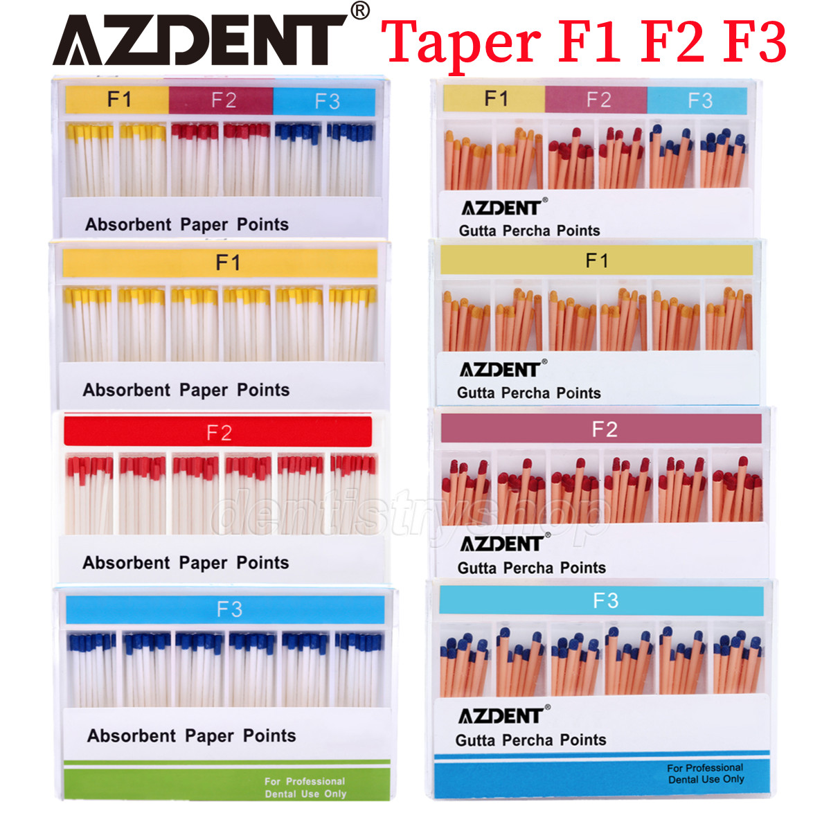 AZDENT Dental Endodontics Gutta Percha Points/Absorbent Paper Points F1 F2 F3
