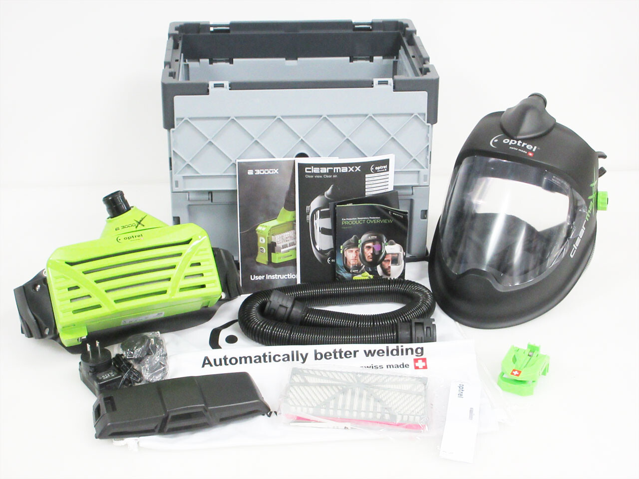 OPTREL CLEARMAXX HELMET & PAPR E3000X SYSTEM 4900.251 MASK FILTER BATTERY & CASE