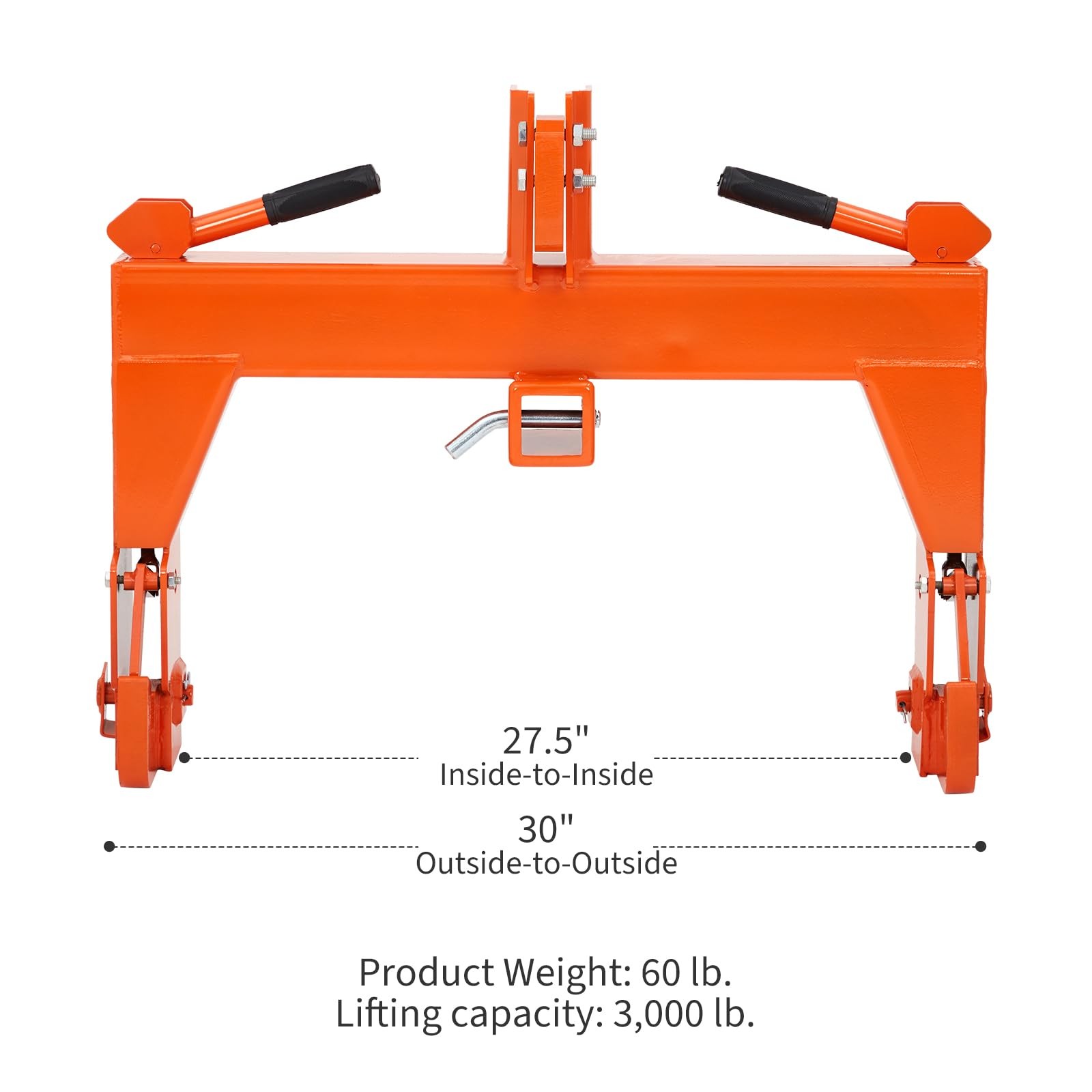 Heavy Duty 3-Point Quick Hitch w/2"Receiver Hitch for Category 1 & 2 Tractors