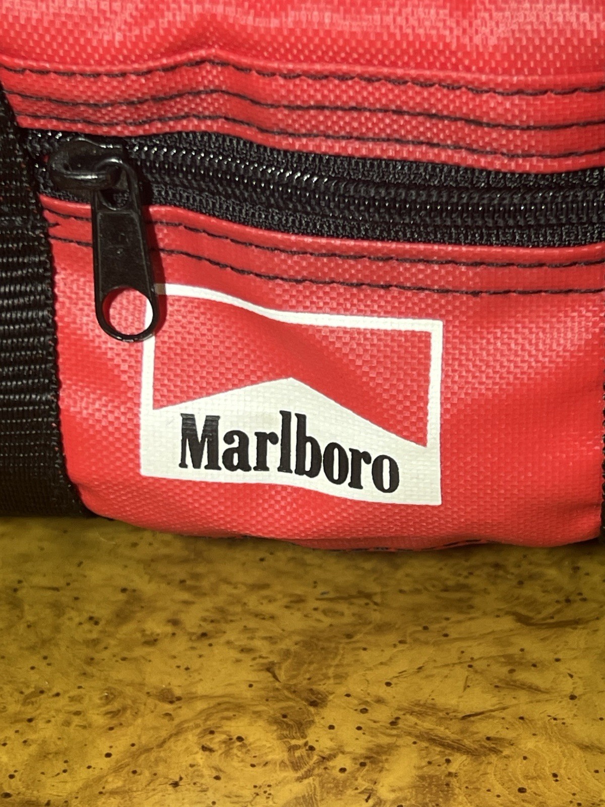 Vintage 1990s Marlboro Soft Sided Insulated Travel Cooler Lunch Bag Red Black