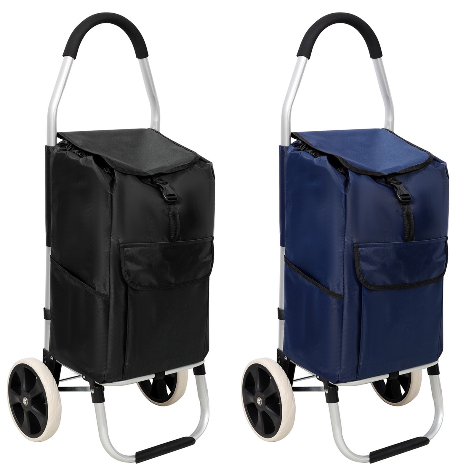 Trolley Dolly Foldable Shopping Grocery Cart with Wheels and Removable Bag