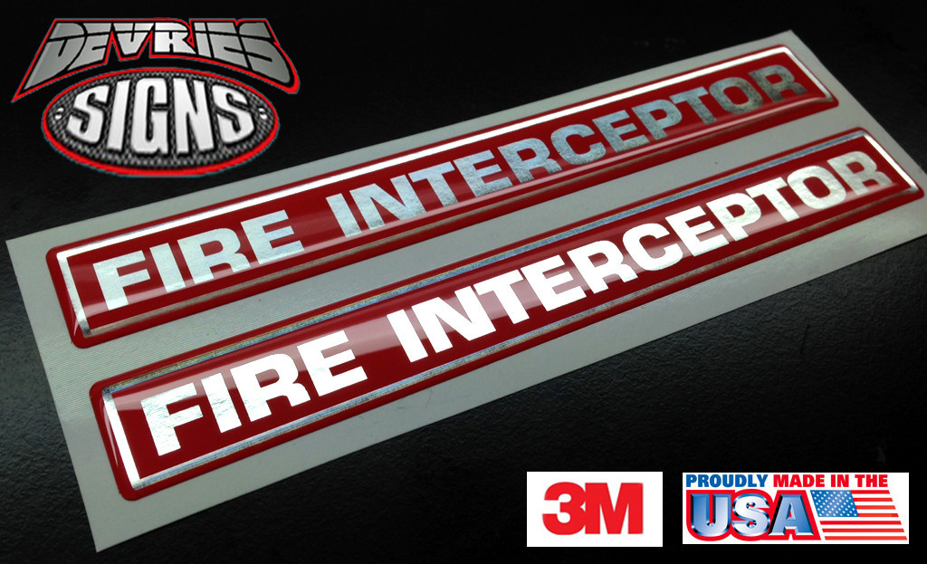 Domed FIRE INTERCEPTOR PURSUIT VEHICLE emblems fire fighter badges 3M