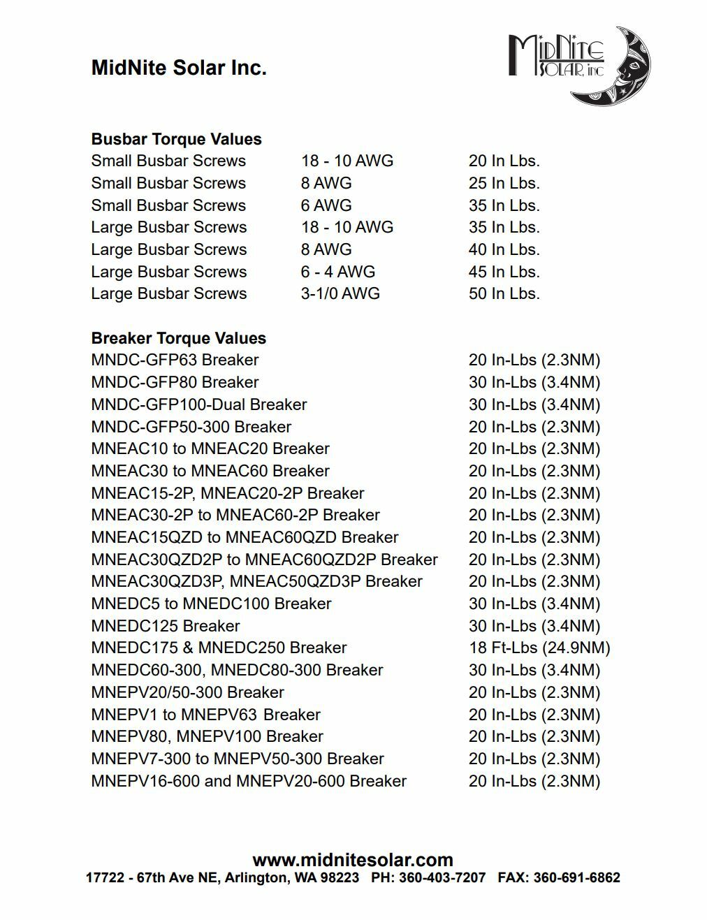 MidNite Solar MNEPV Circuit Breakers 150VDC 1-Pole