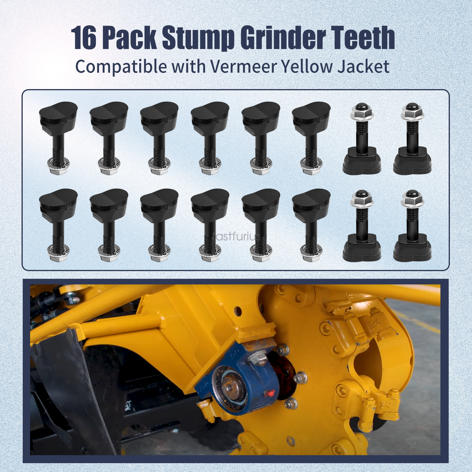 16 Pack of Alternative For Verm Stump Grinder Teeth Fits Vermeer Yellow Jacket
