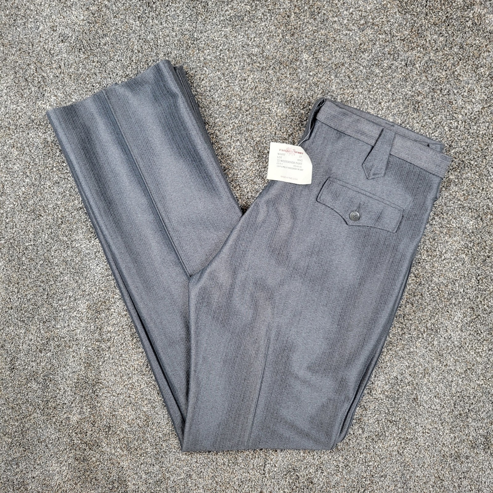 Vintage Pagano West Dress Pants Mens 37 Gray Westerner Swedish Wrap Unhemmed NWT