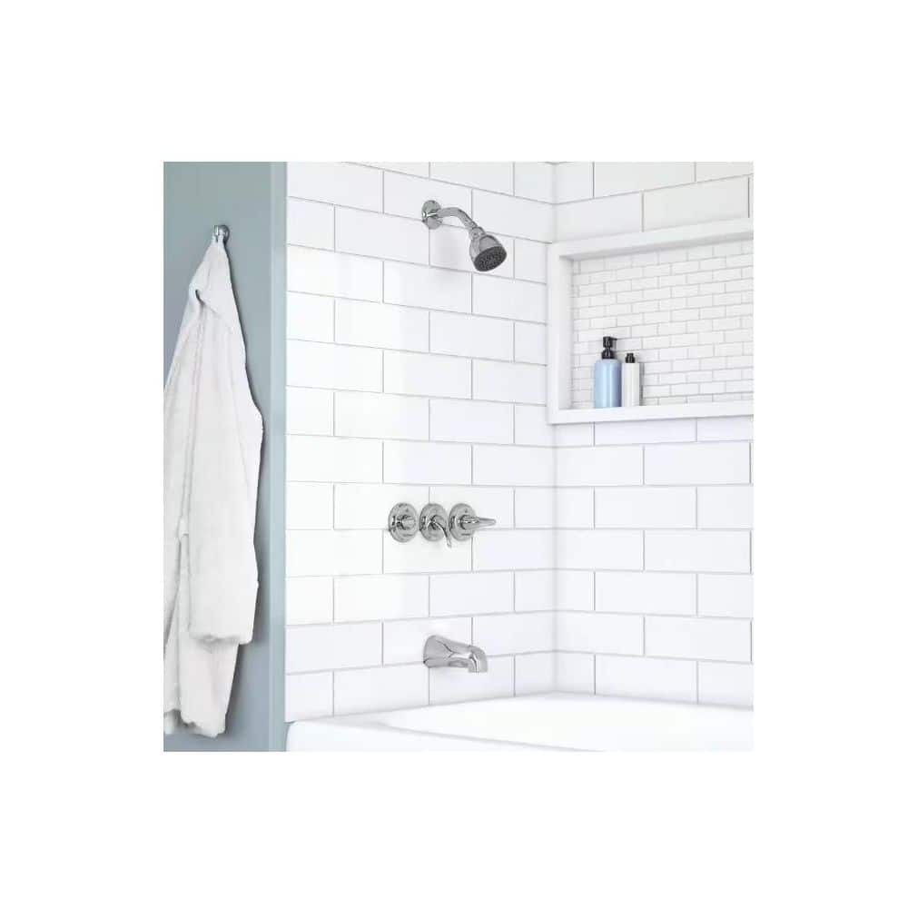 Glacier Bay Aragon 3 Handle 1-Spray Tub and Shower Faucet 1.8 GPM Chrome + Valve