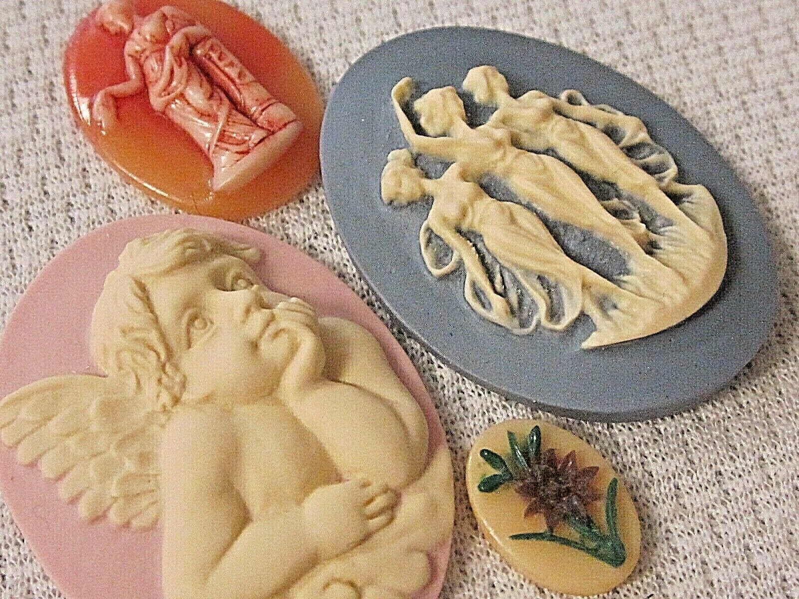 * SALE * VTG 15 CAMEOS 40x30mm HUGE LOT THK JEWELRY RESIN FINDINGS REPAIR CRAFTS