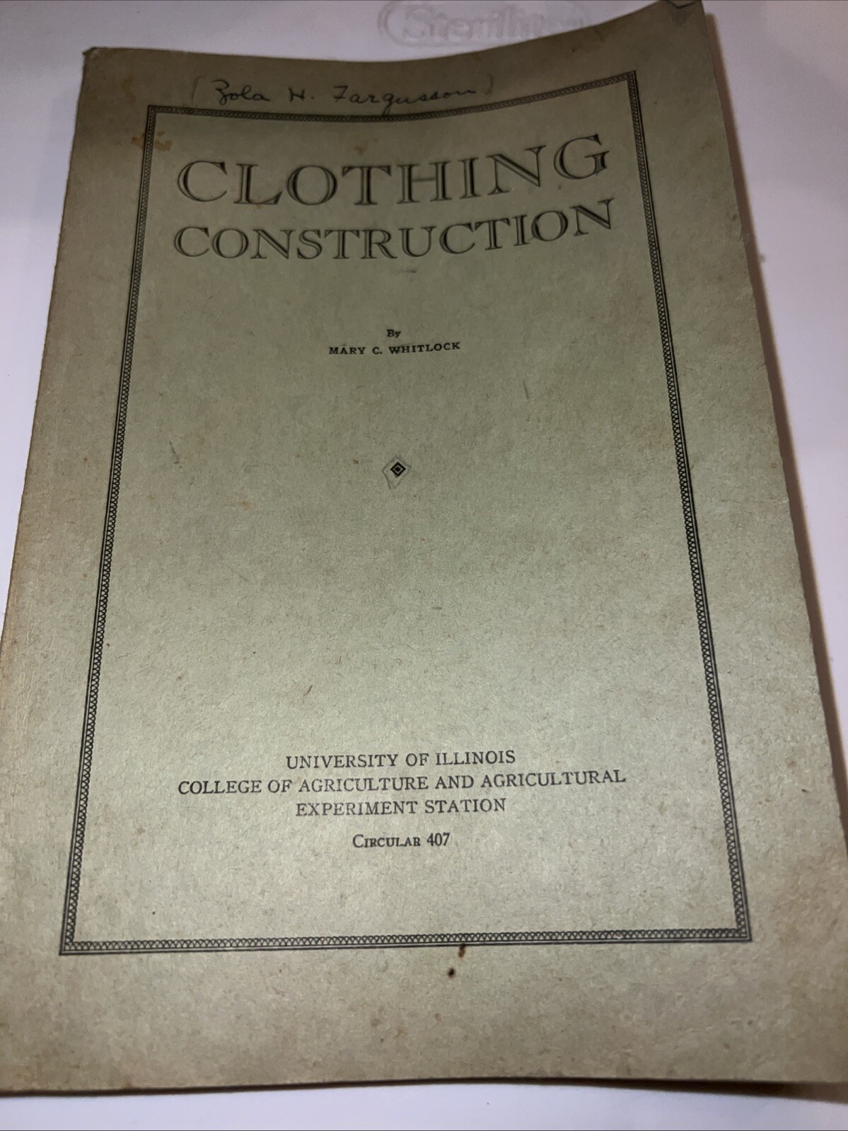 Clothing Construction Mary C. Whitlock 1933 Vintage Sewing Dressmaking Pattern