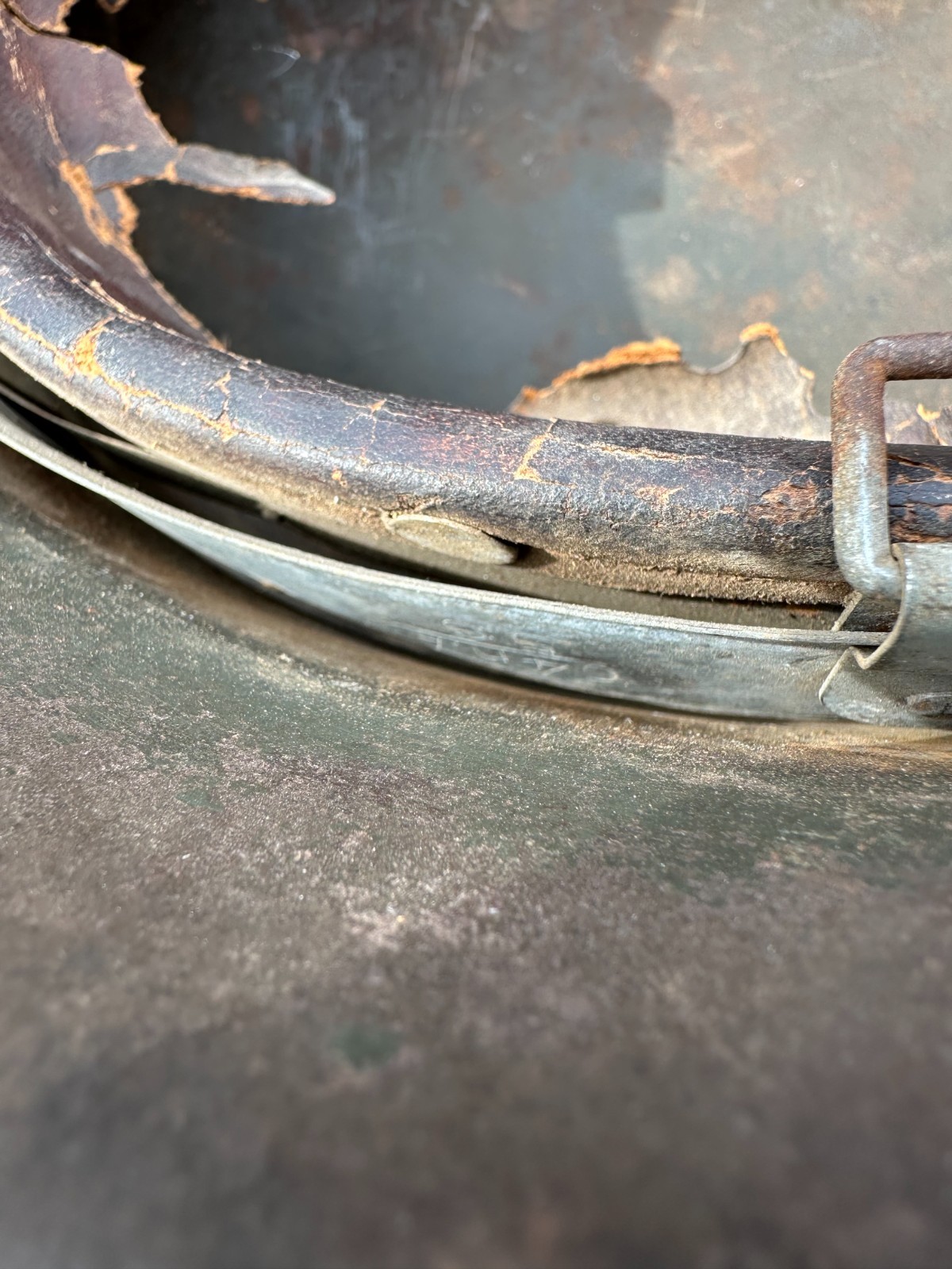 Original German M42 Combat Helmet Stahlhelm - Ex Snow Camo!