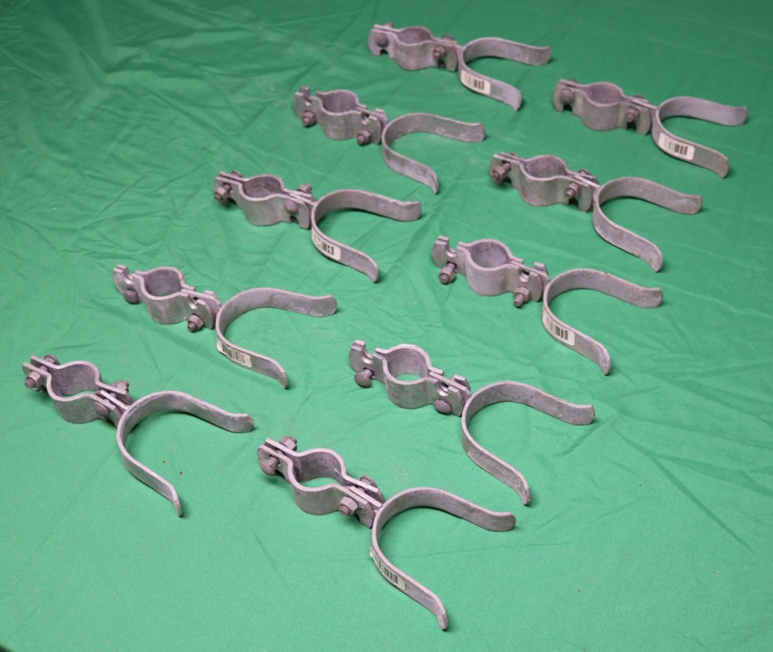 10 NOS Galvanized Chain Link Fence Post Forked Gate Latches 1-3/8" x 2-1/2"