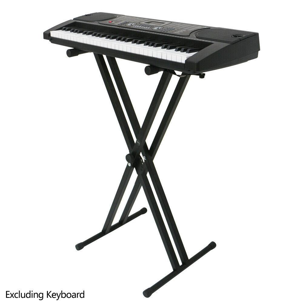 Electric Keyboard Piano Double X-brace Construction Stand Adjustable Dual Tube
